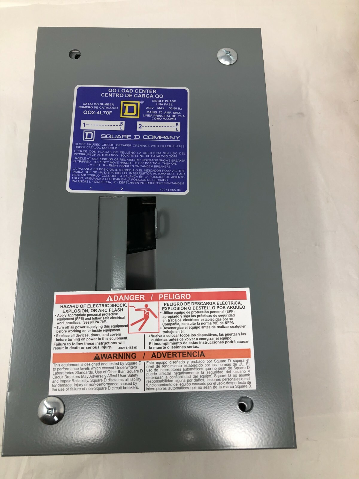 Square D QO24L70F 70A Load Center Main Lug 1-Phase 2-Spaces 4-Circuits 120/240V gallery
