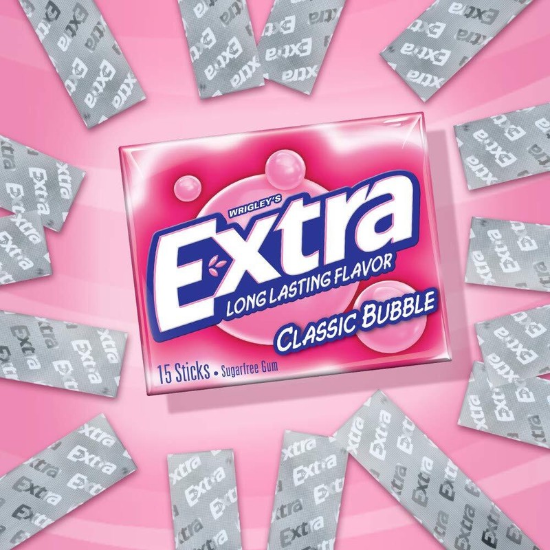 EXTRA Classic Bubble Sugar Free Chewing Gum, 15 Count (Pack of 10) gallery