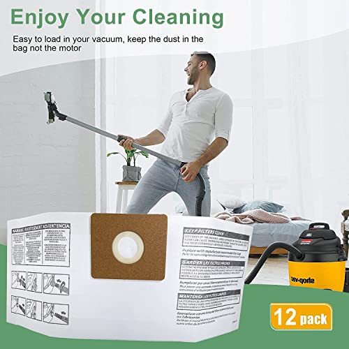 12 Pack Type B Vacuum Filter Bag Compatible with Shop Vac 2-2.5 Gallon All Aroun gallery