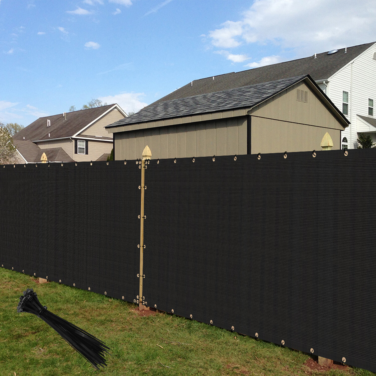 4ft Fence Privacy Screen Windscreen Mesh 150GSM Shade Net Cover Garden Black gallery