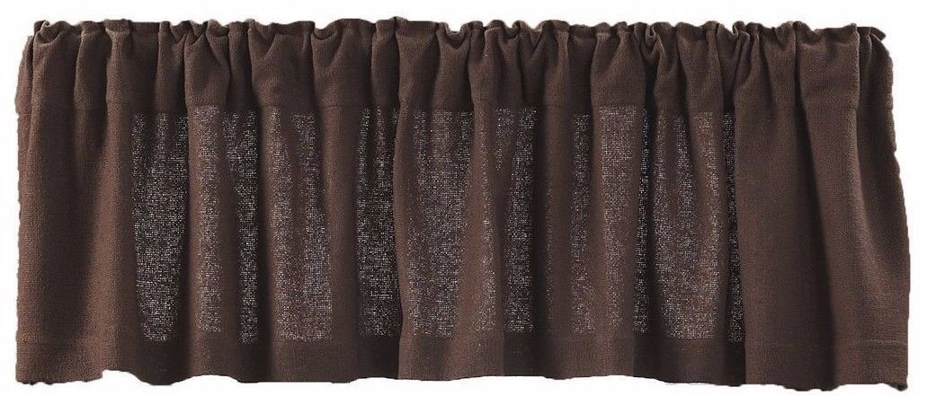 Burlap Chocolate Brown 100% Cotton Rustic Country Window Valance 72" Wide gallery