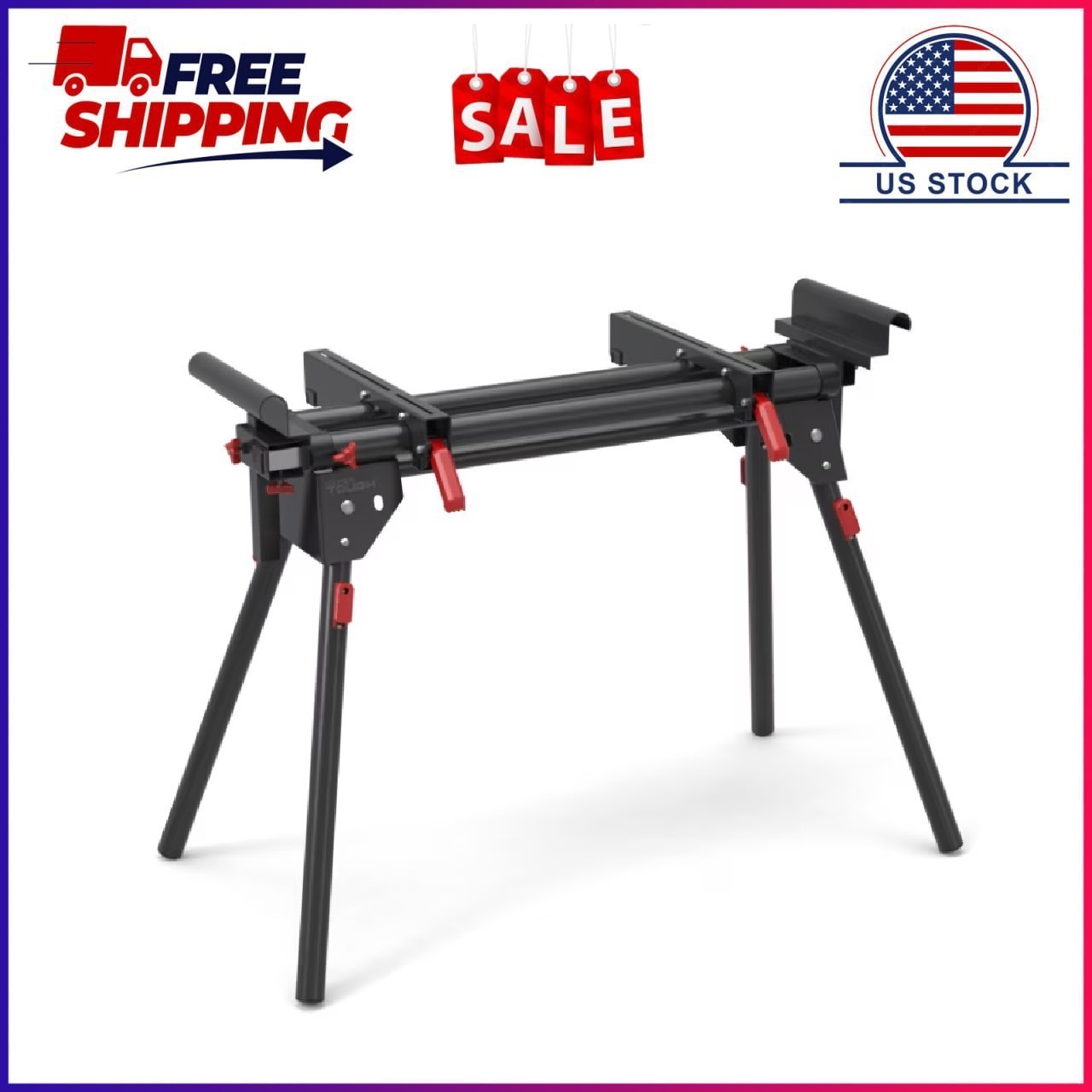 Hyper Tough Hyper Stack Heavy Duty 500-lb Miter Saw Stand, Supports 10' Boards gallery