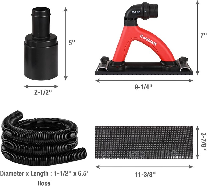 Goldblatt Dustless Drywall Vacuum Sander Dust Free Hand Sander with 6.5 ft Hose gallery