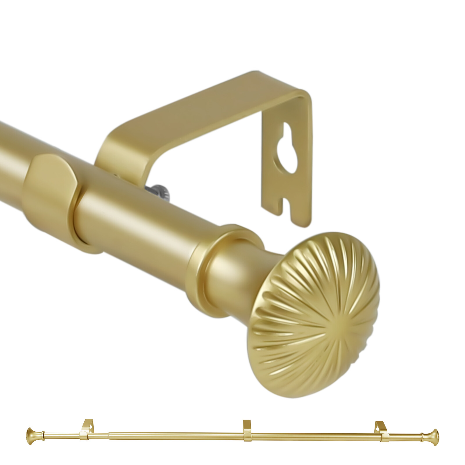 5/8" Adjustable Single Curtain Rod with Trumpet Finial, 28"-48"/"48-84"/"84-120" gallery
