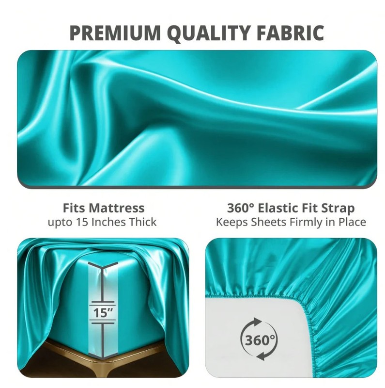 Lux Decor Collection 4-Piece Satin Sheet Set, Polyester Silky Soft & Breathable gallery
