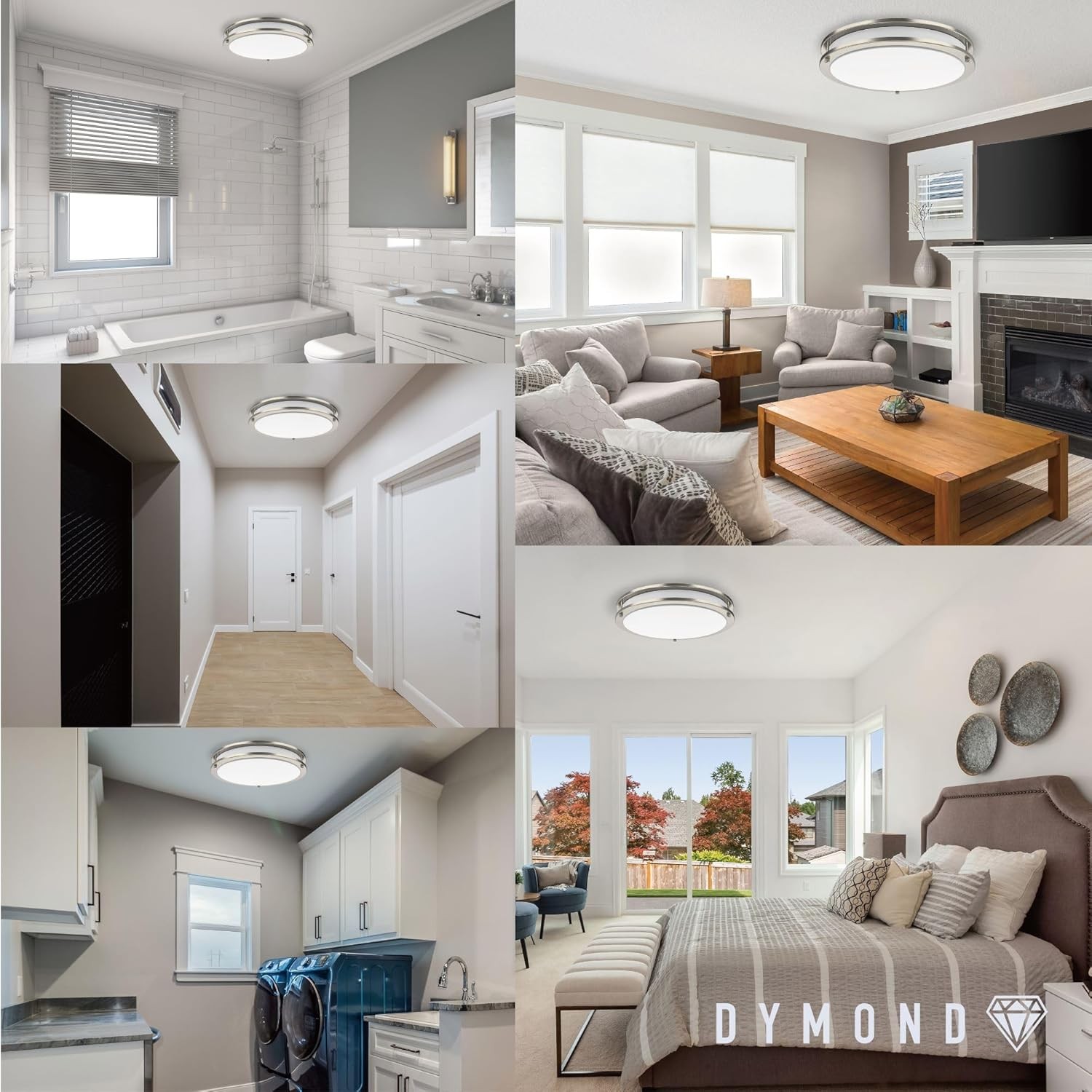 DYMOND 14" LED Flush Mount Ceiling Light Dimmable 5 Color Temp #R018 gallery