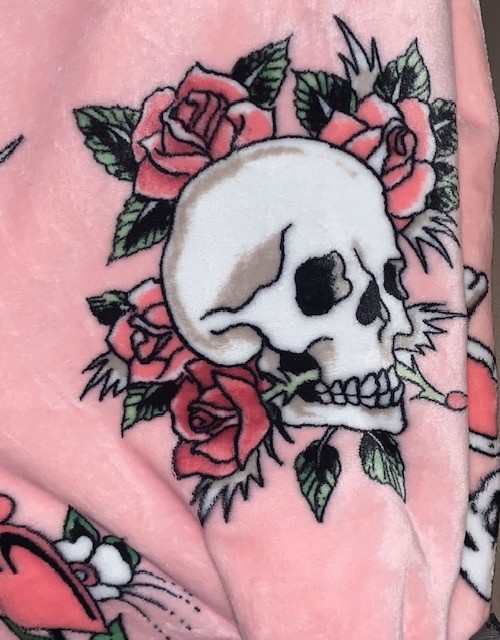 Ed Hardy Oversized Plush Throw Blanket Pink w/Tigers,Hearts,Skulls Tattoo Print gallery