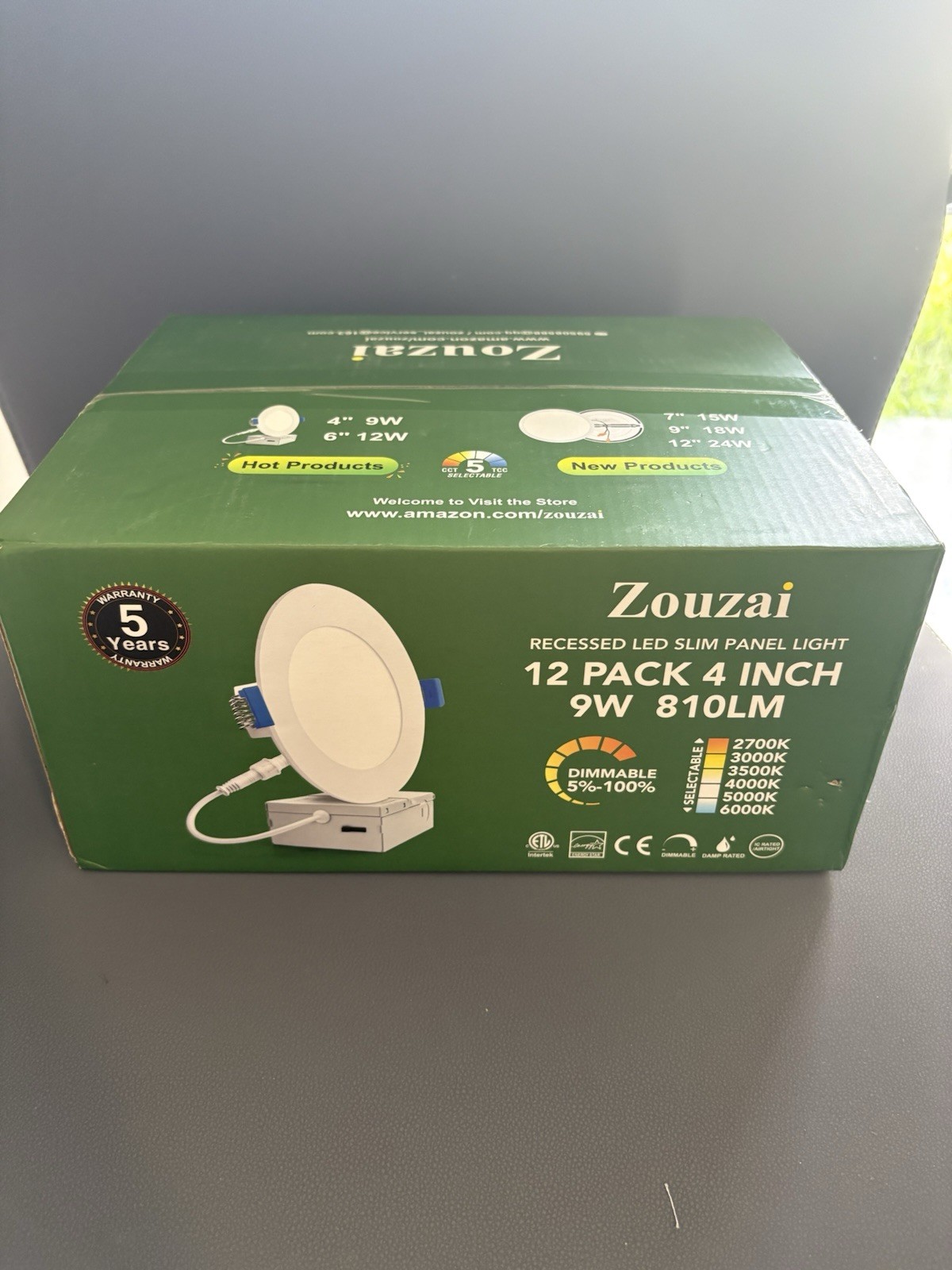 Zouzai 12 Pack 4" Dimmable LED Recessed Panel Light 9W 810LM 5CCT White Trim gallery