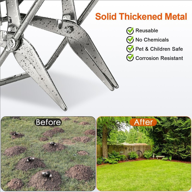 2x Easy Setup Reusable Mole Scissor Traps Solid Metal For Outdoor Rodent Control gallery