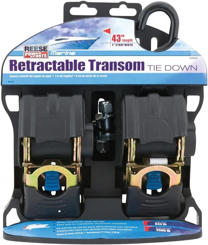 Powersports Retractable Transom Tie Down 2x43 Inch 833 lbs Load 2 Pack gallery