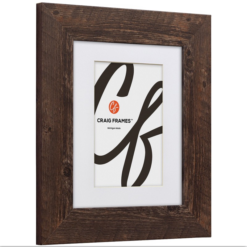 Craig Frames American Barn, 2" Brown Oak Faux Barnwood Picture Frame With a Mat gallery