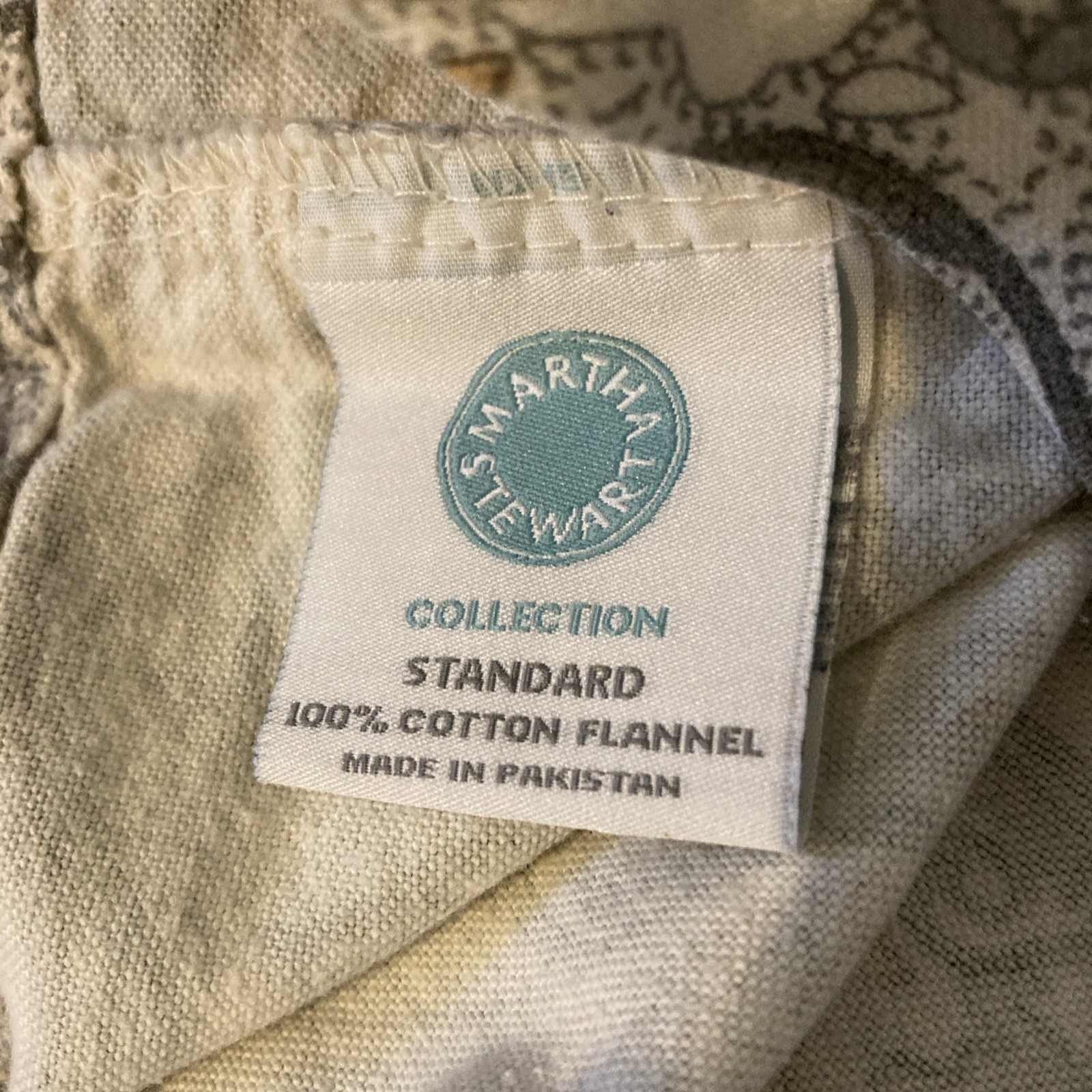 Martha Stewart Collection 2 Flannel Pillow Cases, Gray, Beige Blue, Gold Paisley gallery