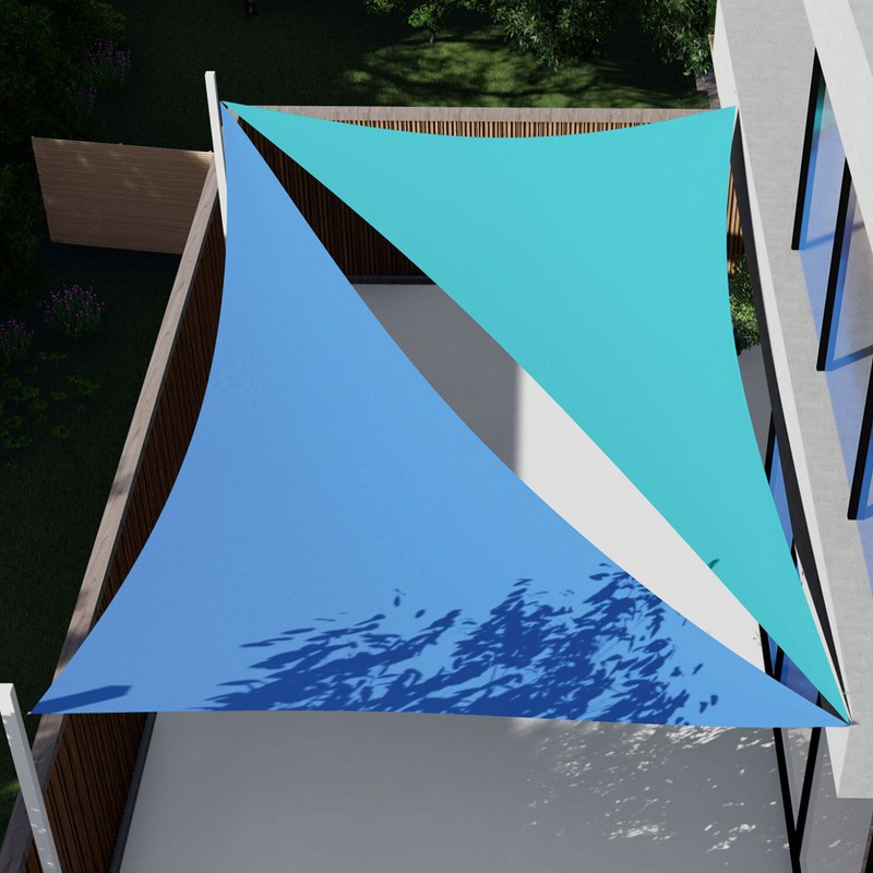 7/8/9ft Turquoise Equilateral Triangle Outdoor Steel Cable Sun Shade Sail 260GSM gallery