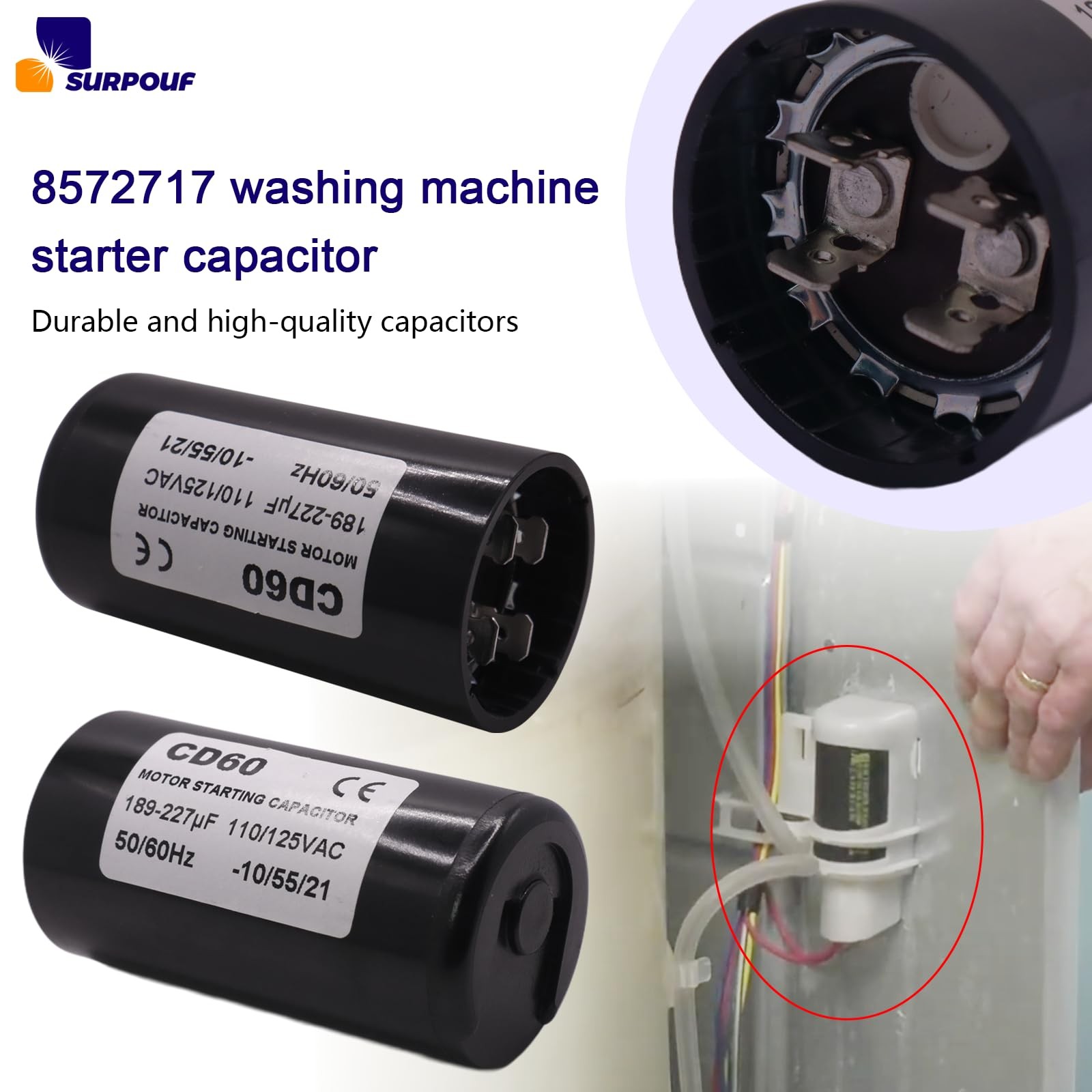 8572717 washer start capacitor fits for whirlpool w10244889 2859 357021 39491... gallery