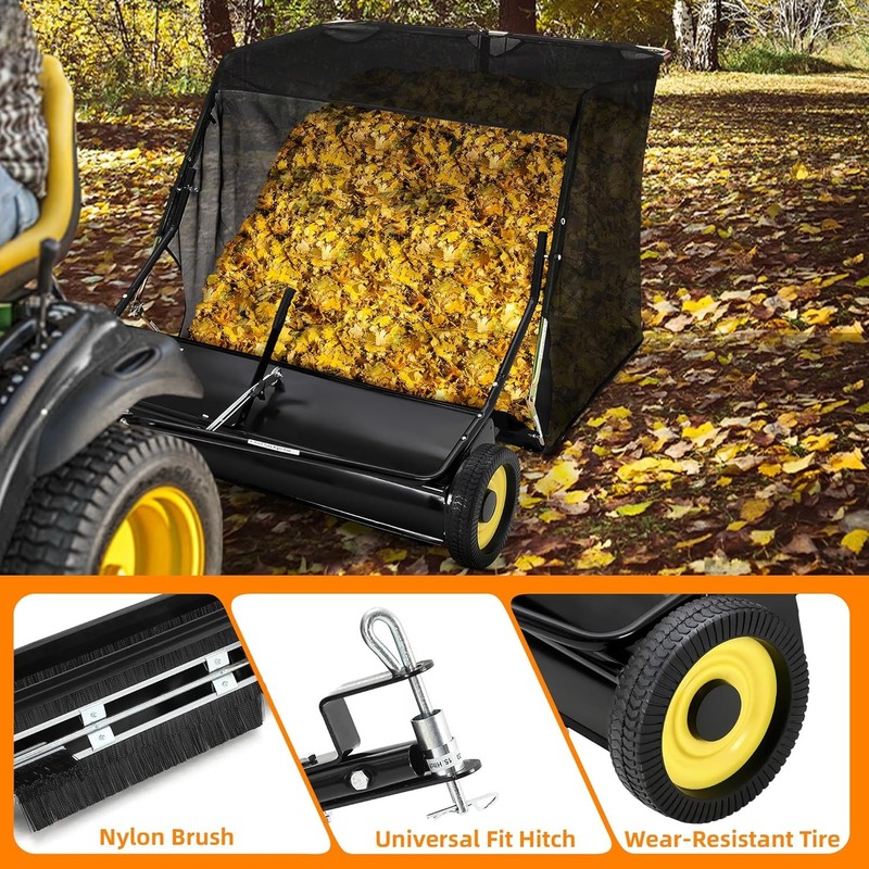 52'' Tow Behind Lawn Sweeper Pull Behind Lawn Sweeper w/ 27 Cu.Ft Leaf Collector gallery