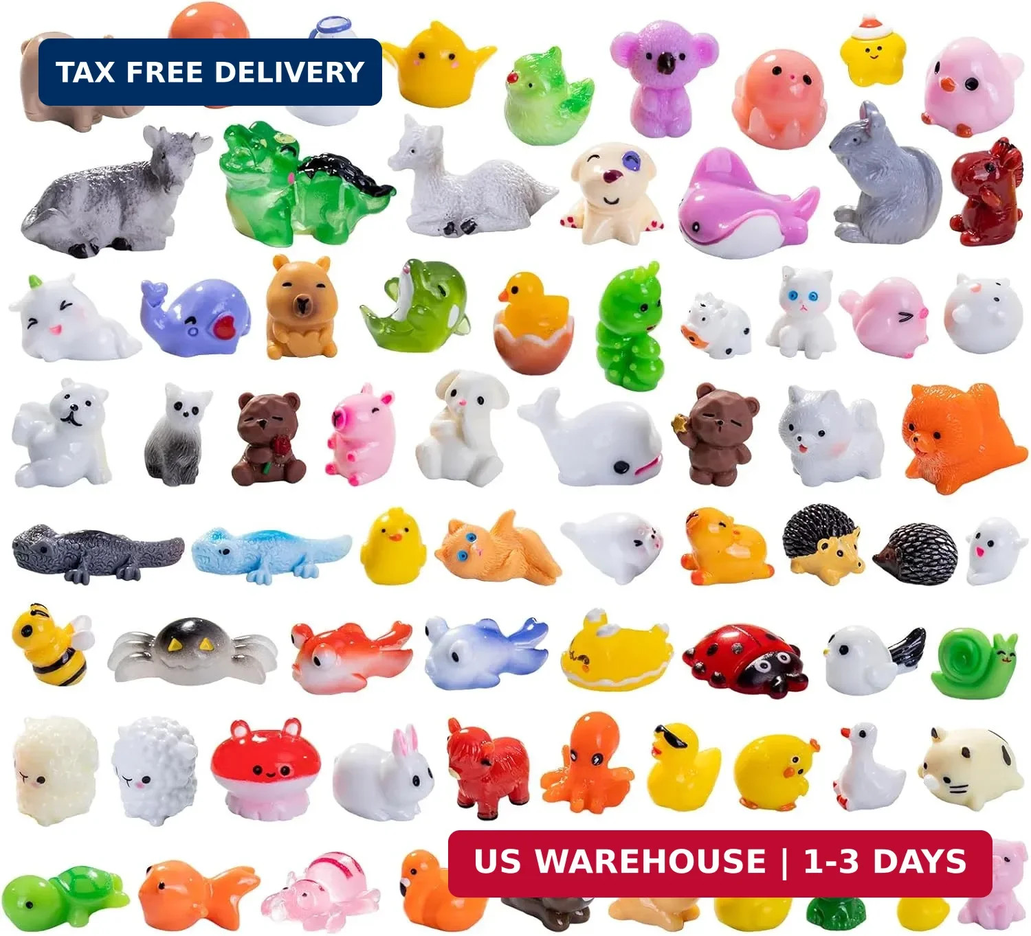 72pcs Mini Resin Animals 72 Styles Variety Tiny Animals Figures Miniature Little gallery