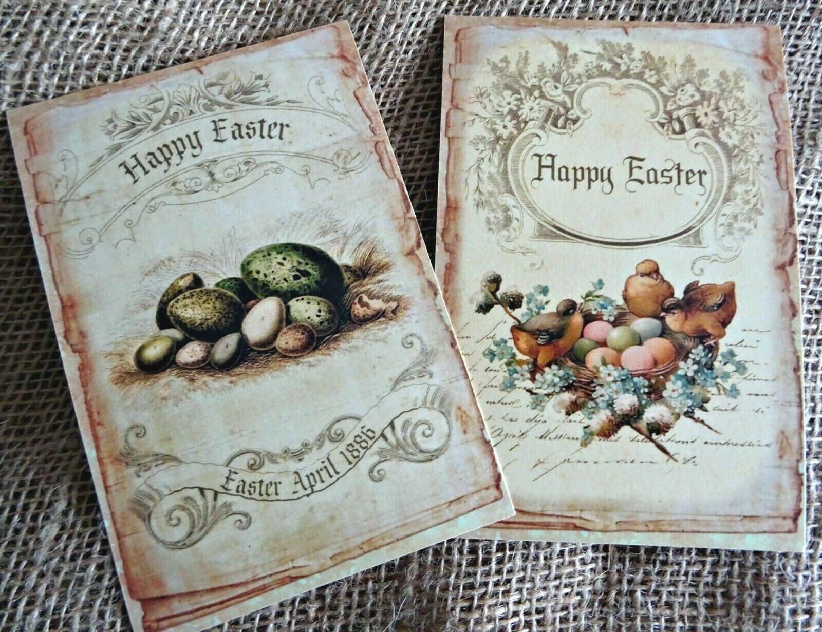 4 Large Vintage Style Easter Post Cards & C6 envelopes - 15.5cm x 10cm gallery