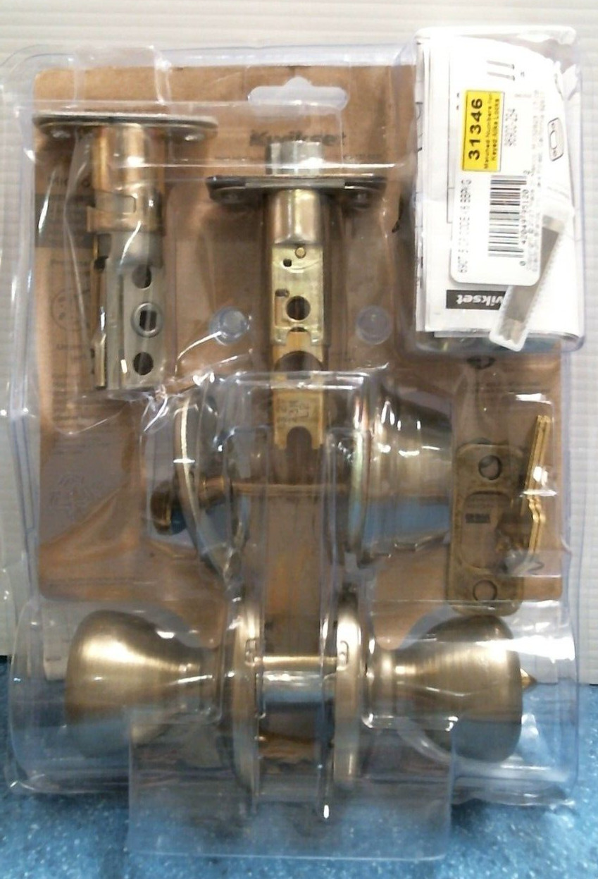 Kwikset Antique Brass Entry Lock & Single Cylinder Deadbolt (96900-254) FS gallery