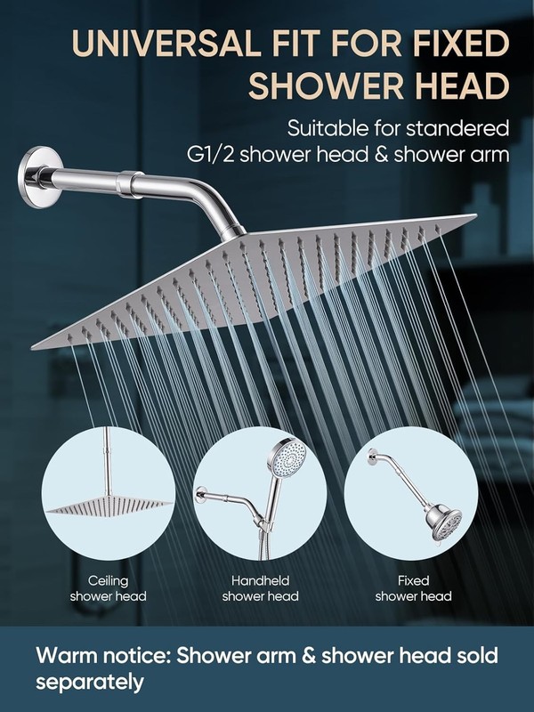 Adjustable Shower Head Extension Arm 6 Inch Stainless Steel Wall Pipe Chrome gallery