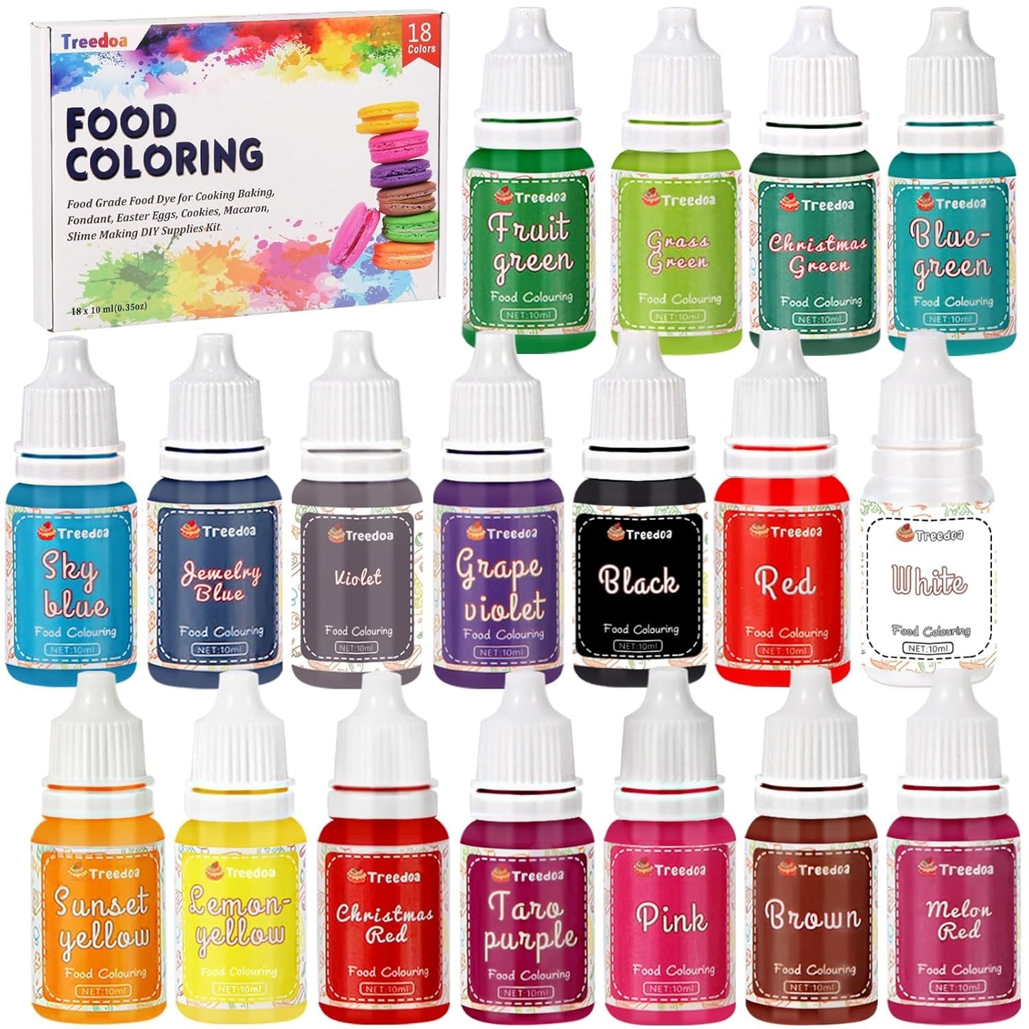 Food Coloring Liquid Set,18 Colors x 10ml Food Grade Food Dye Edible Vibrant gallery