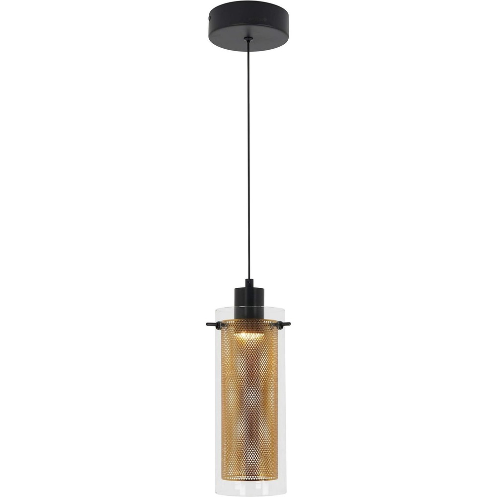 LED Hanging Mini Pendant Light Fixture, 72 Inch, 6-Watt 1-Light Black and Gold