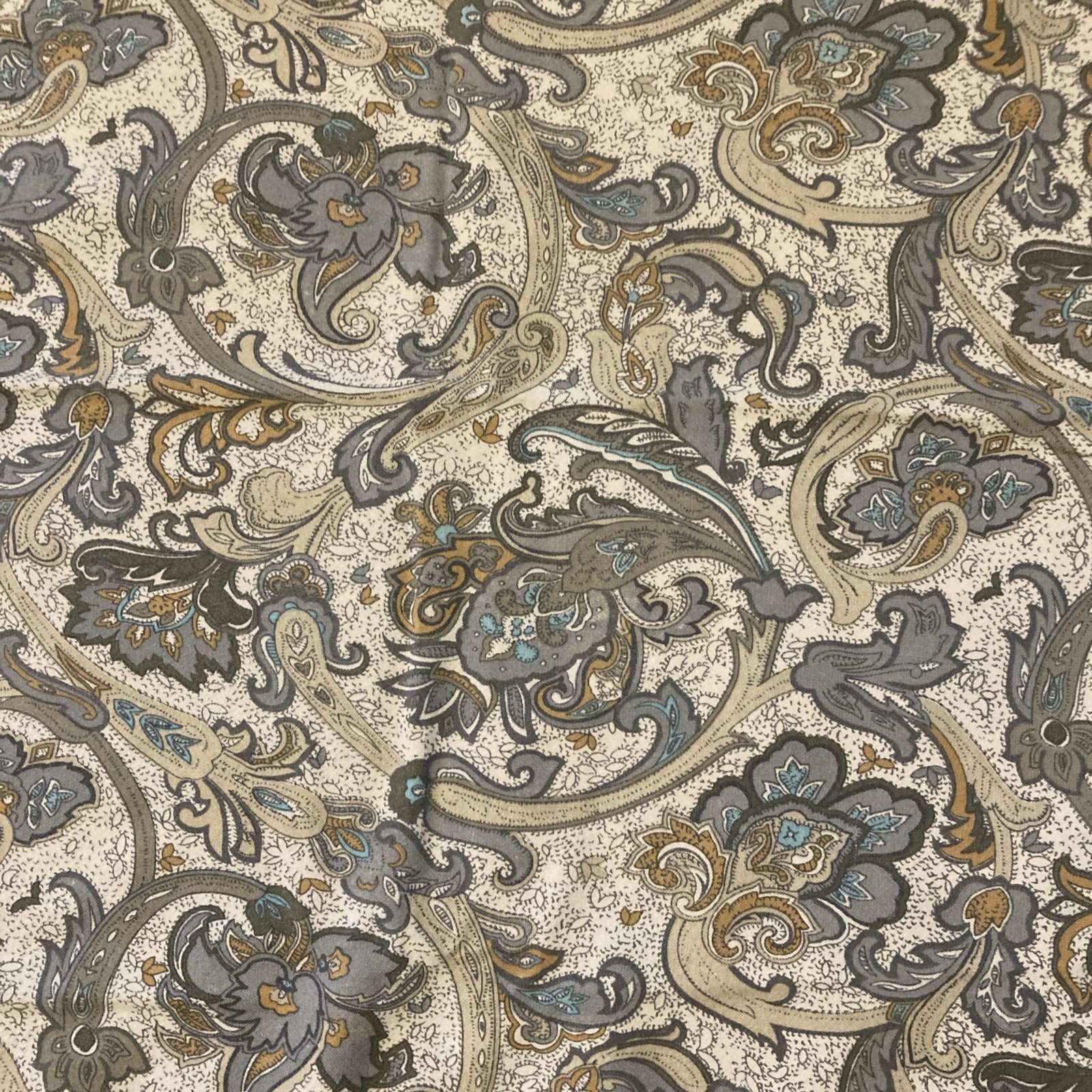 Martha Stewart Collection 2 Flannel Pillow Cases, Gray, Beige Blue, Gold Paisley gallery