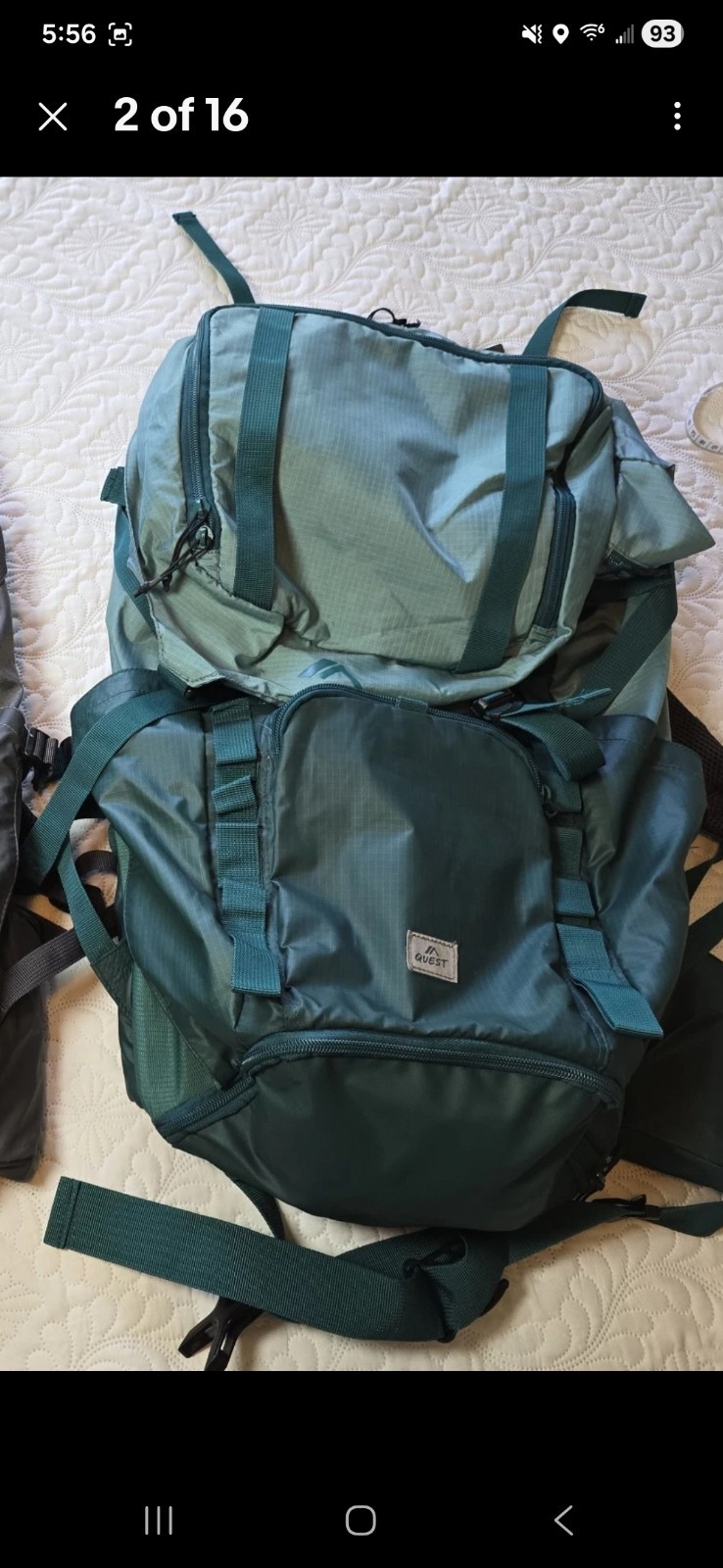 NWT Quest 65L Internal Frame Pack Hiking BACKPACK Green S/M   3