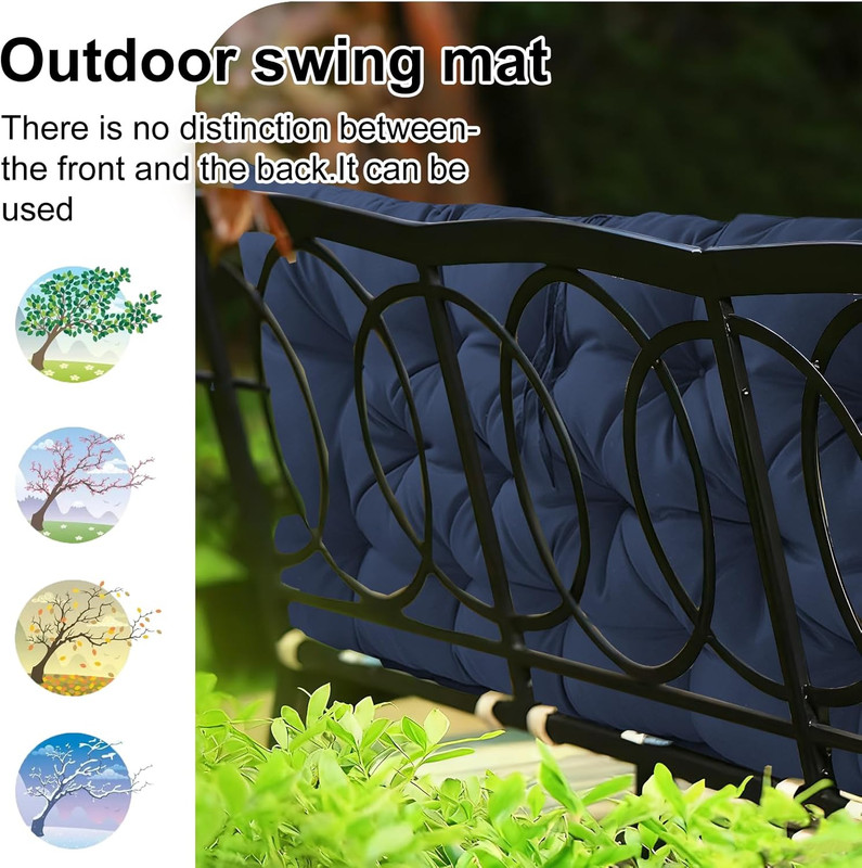 Thick 4" Waterproof Porch Swing Cushion Replacement - Navy Blue 40x60 In gallery