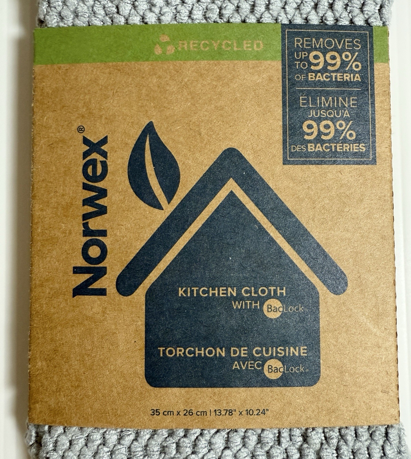 Norwex Kitchen Cloth with Baclock - Gray w/yellow trim gallery