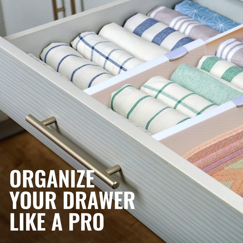Adjustable Deep Drawer Divider – 5" Tall, Expandable 13-22", 10-Pack, Non-Sli... gallery