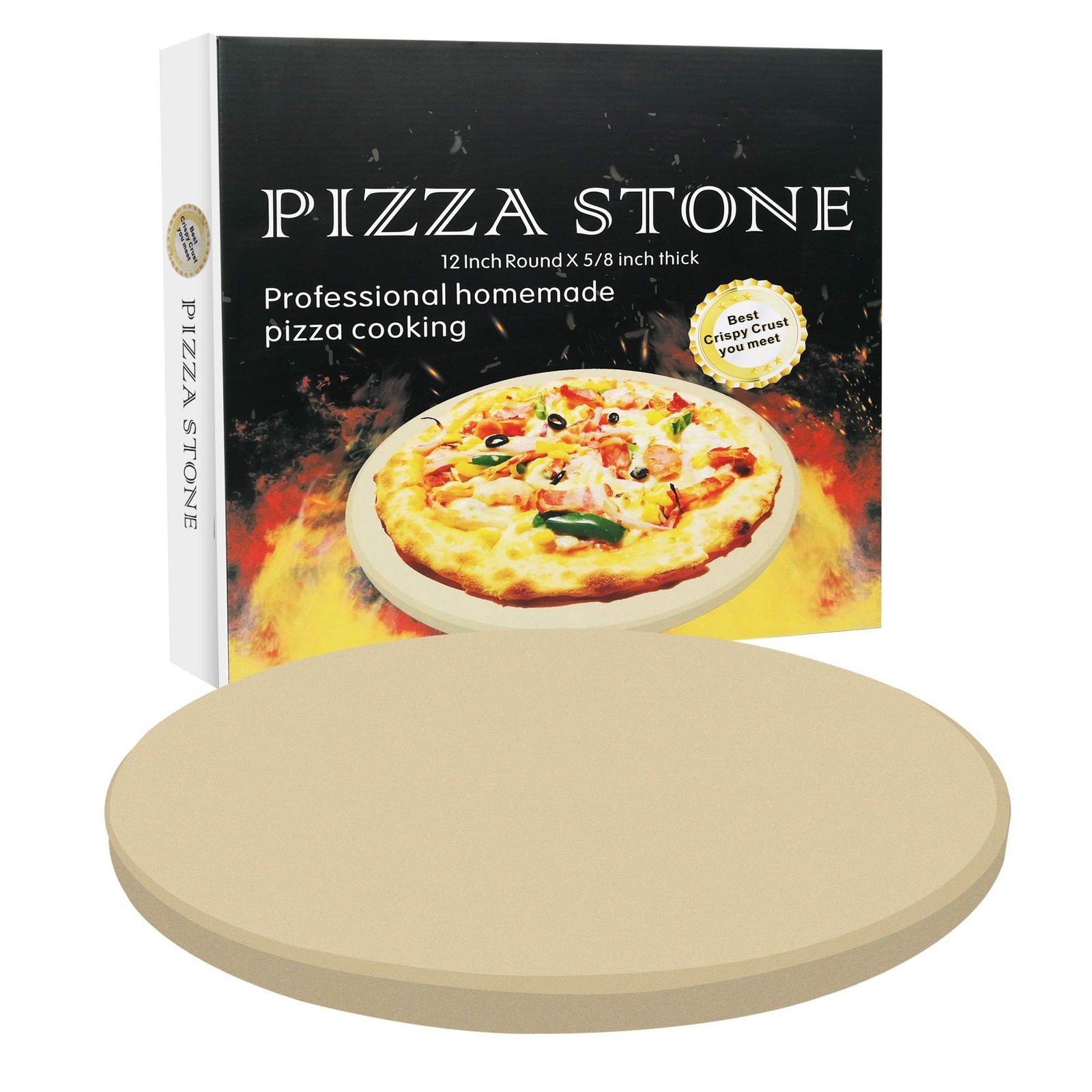 VIKEYHOME Round Pizza Stone, Heavy Duty Cordierite Pizza Grilling Stone, Baki... gallery