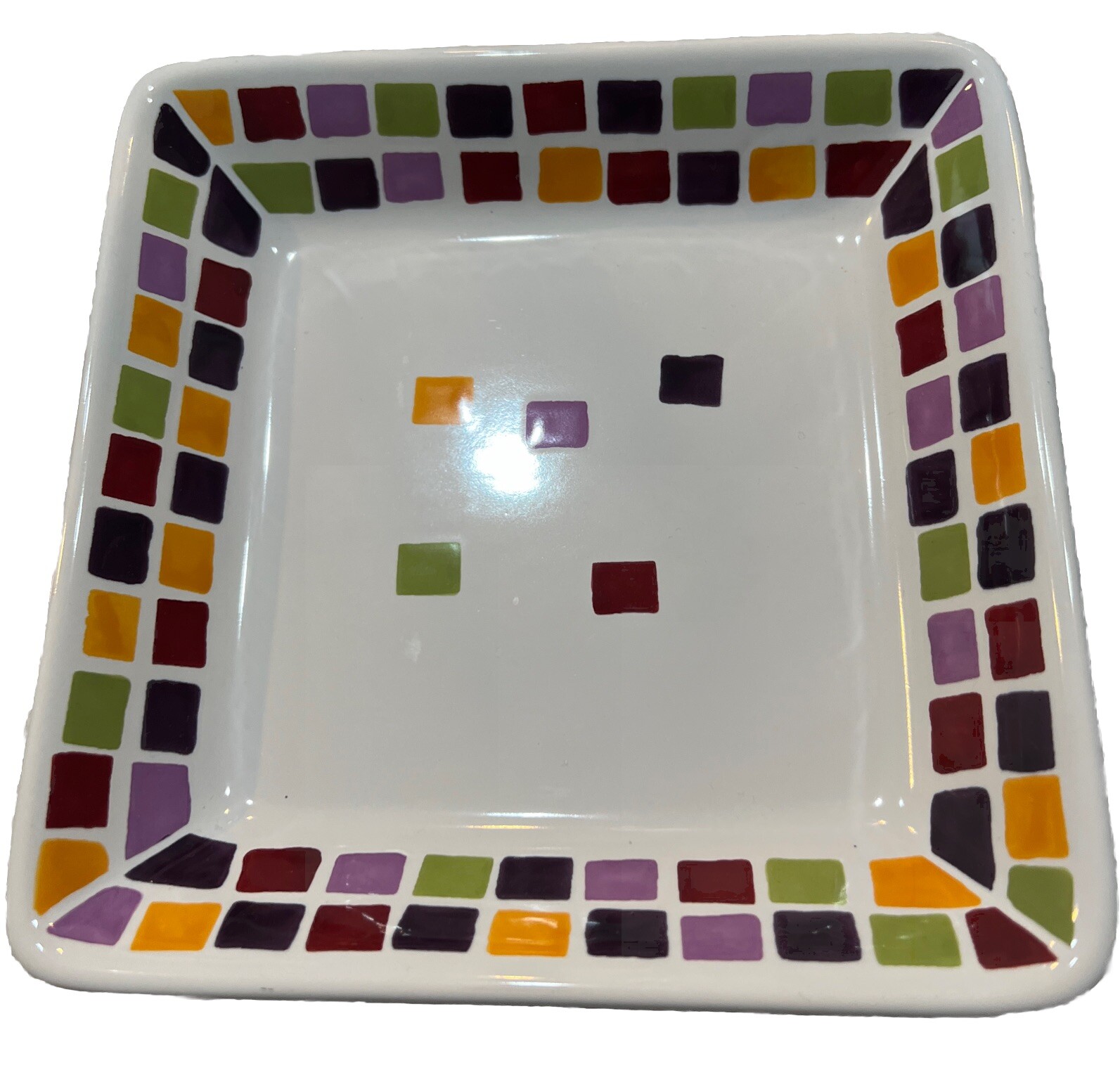 Pampered Chef Simple Additions Square Plate Mosaic Tiles Salad Multicoloured gallery