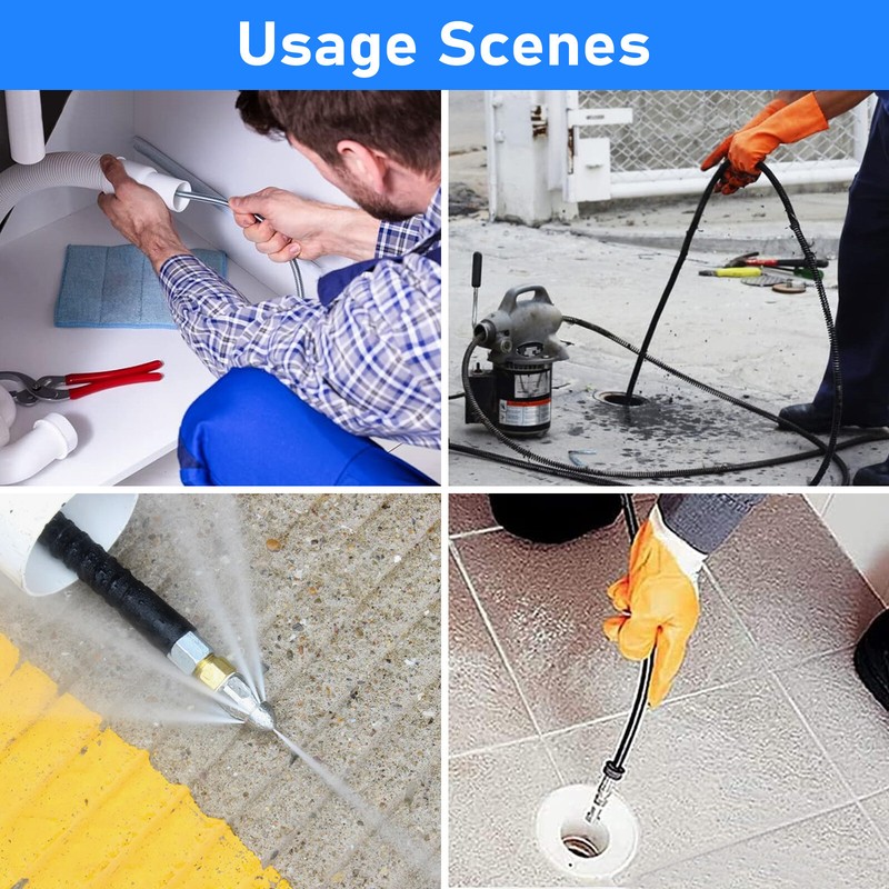 Multifunction Sewer Jetter Nozzle Pressure Washer Drain Jet Hose Nozzle 5000 PSI gallery