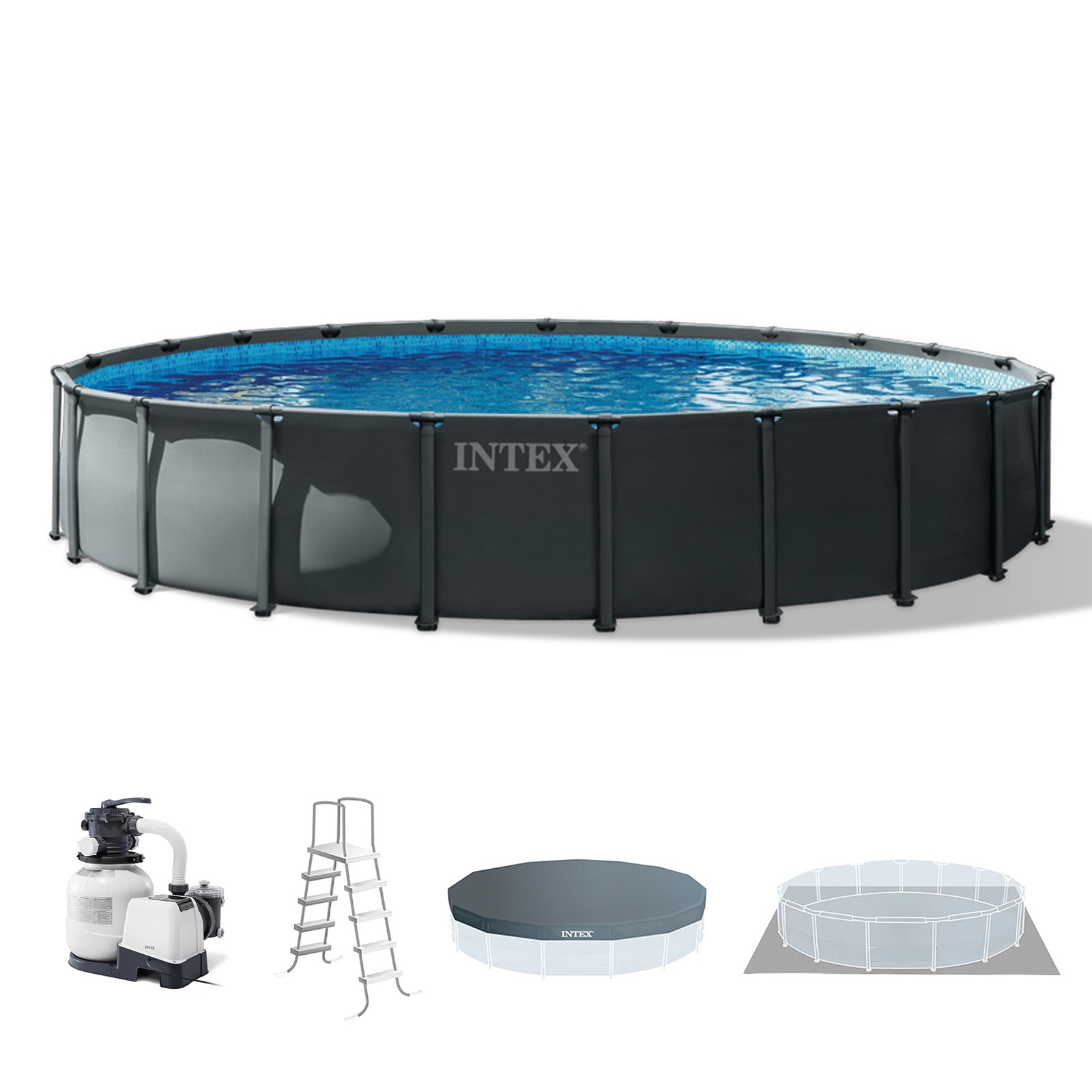 Intex 22' x 48" Ultra XTR Round Frame Above Ground Swimming Pool Set with Pump gallery