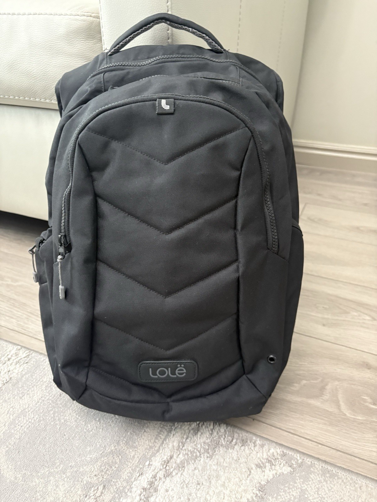 Lole Quilted Backpack Padded Back Shoulder Laptop Black