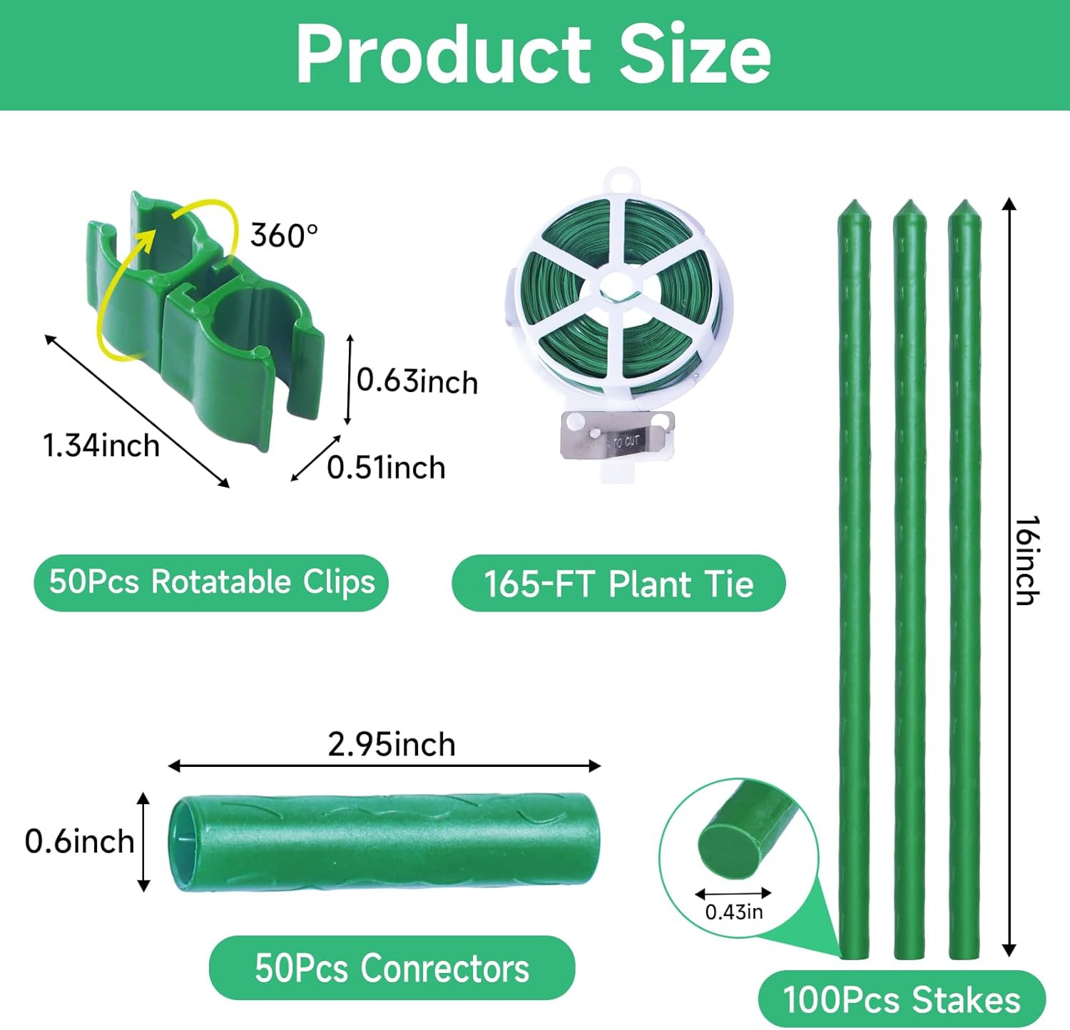 100 Pcs Tomato Stakes 16 Inch Garden Stakes for Outdoor Plants Support Plastic C gallery