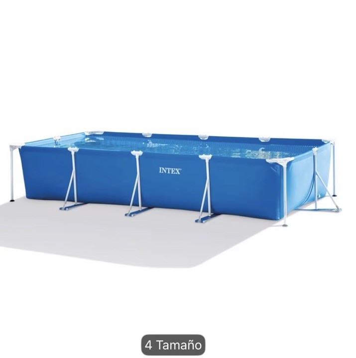 Intex Rectangular Frame Pool Blue Easy Assembly PVC/Polyester Liner