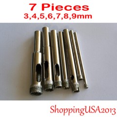 3-9mm Diamond Coated Tool Drill Bits Set Hole Saw Cutter Glass Marble Granite@