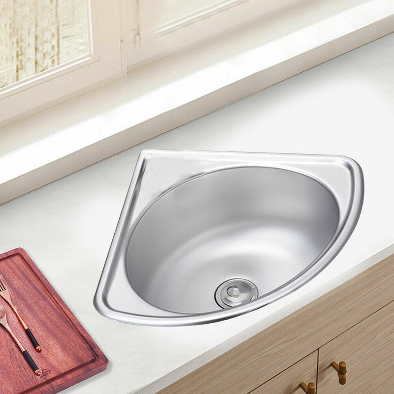 Corner Sink Thick Small Wall Mount Vessel Sink 304 Stainless Steel for Kitchen gallery