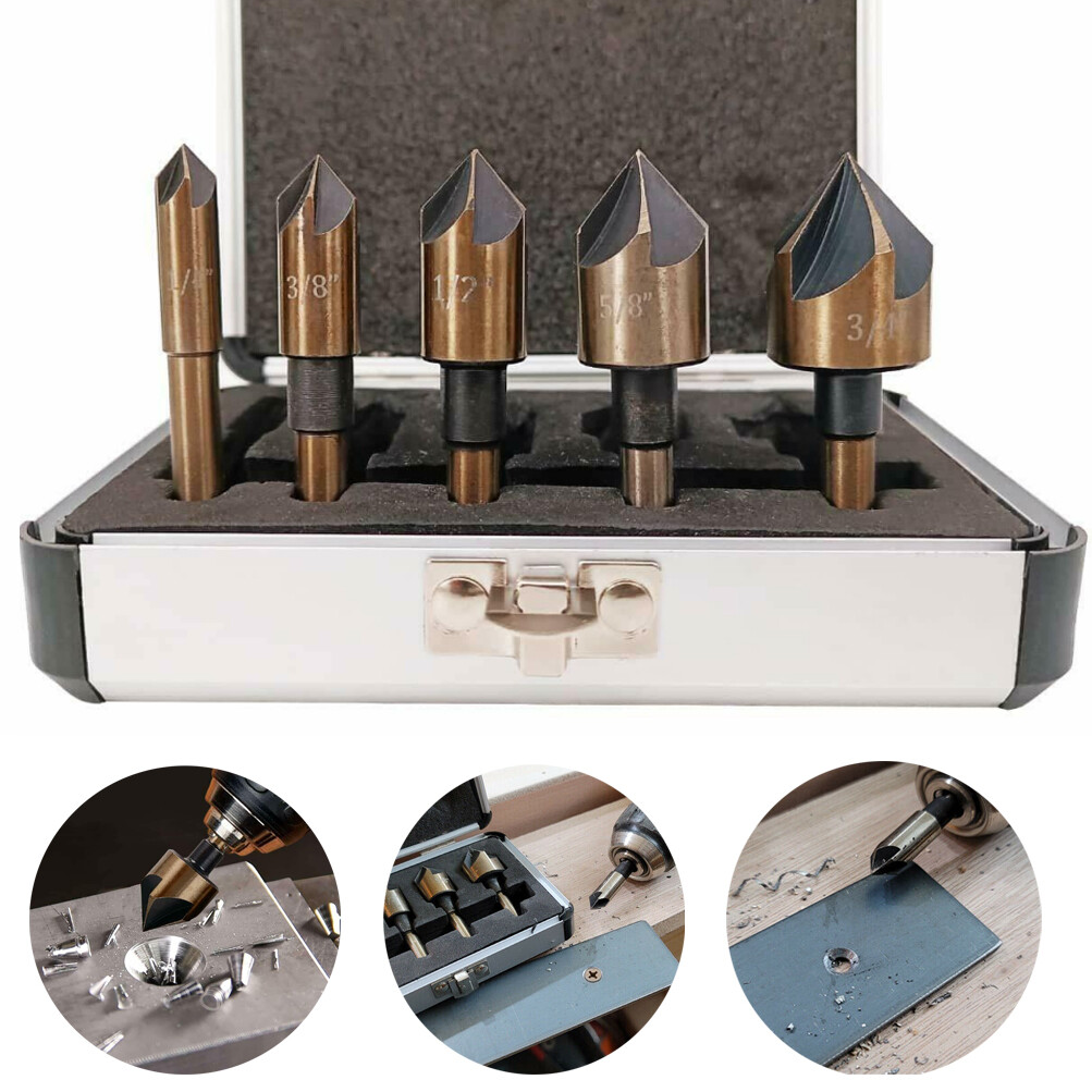 6PC COUNTERSINK TOOL BIT SET COUNTER SINK FOR STEEL METAL WOOD PLASTIC ALUMINUM gallery