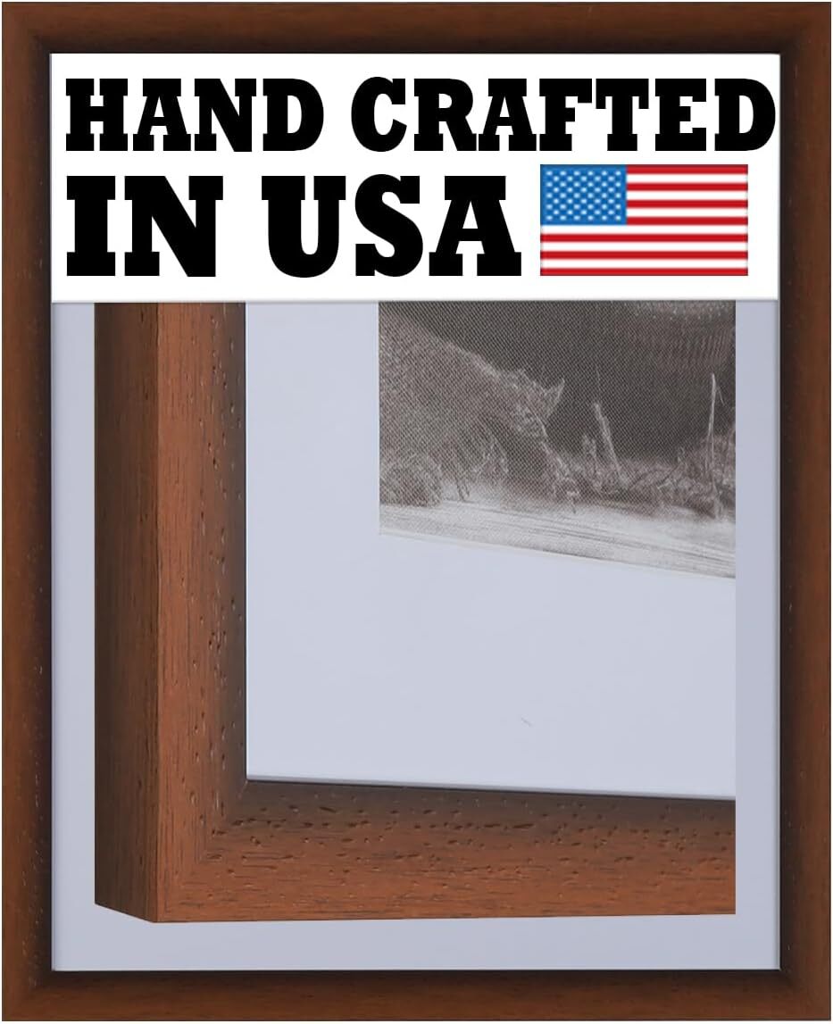 Custom Matted Picture Poster Frame & Mat 1-1/8" Brown Modern 313VIII 16x20 24x36 gallery