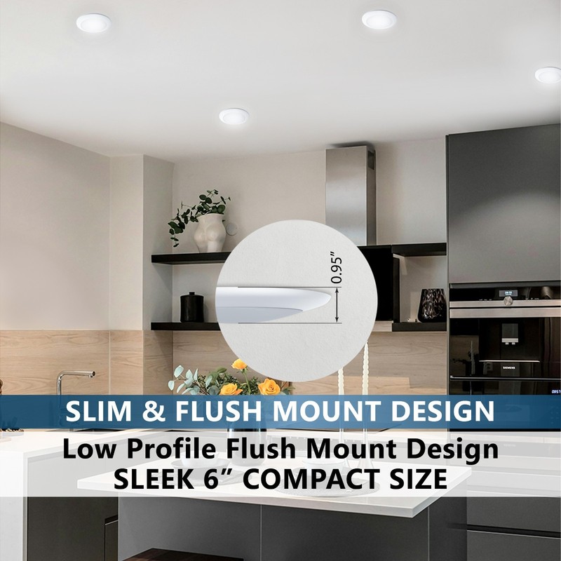 6” LED Flush Mount Ceiling Light 15W Dimmable 5CCT 1500LM Slim Panel gallery