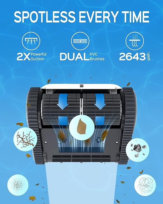 WYBOT Robotic Pool Cleaner Ground Pools up to 60 FT Cordless WY3312 - Black gallery