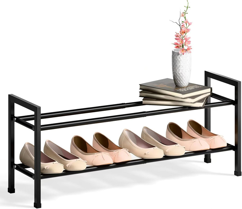 2 Tier Expandable Shoe Rack for Closet, 18“-33” Adjustable Shoe Rack for Small S gallery