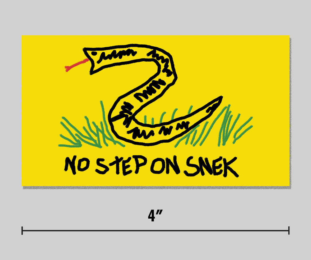 "No Step On Snek" Sticker Gadsden Flag Parody Funny Meme 4" Vinyl Decal gallery