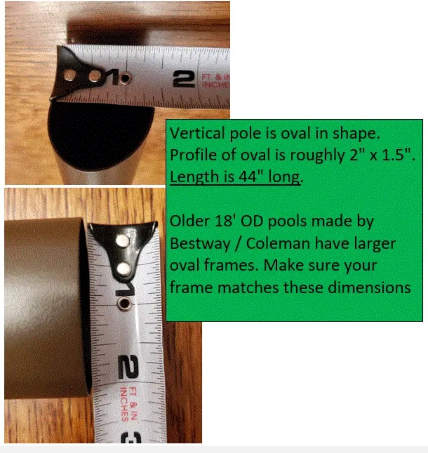 1 NEW Brown **Small OD** Vertical Pole Coleman 18' x 48" Power Steel Pool Only gallery