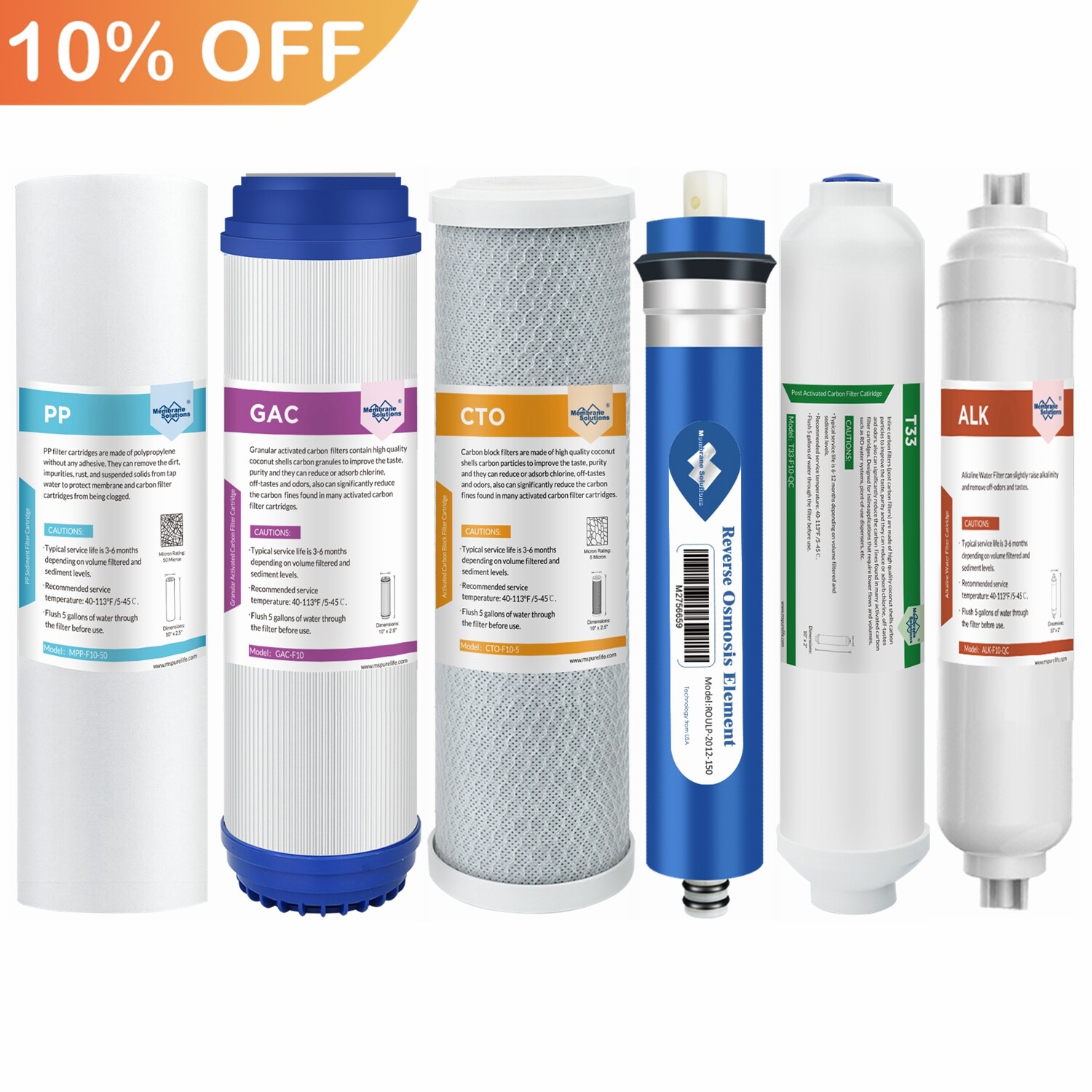3/4/5/6 Stage 50/75/100/150G Reverse Osmosis System Water Filter Replacement Set gallery