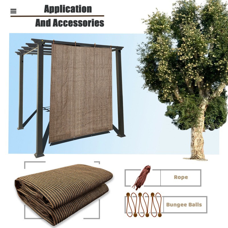 Alion Home© Shade & Privacy Panel + Grommets 2 Sides 90% UV Block Mocha Brown gallery