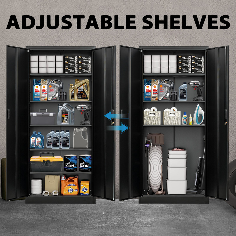 Locking Storage Cabinet with Adjustable Shelve, 71 in Tall Metal Storage Cabinet gallery