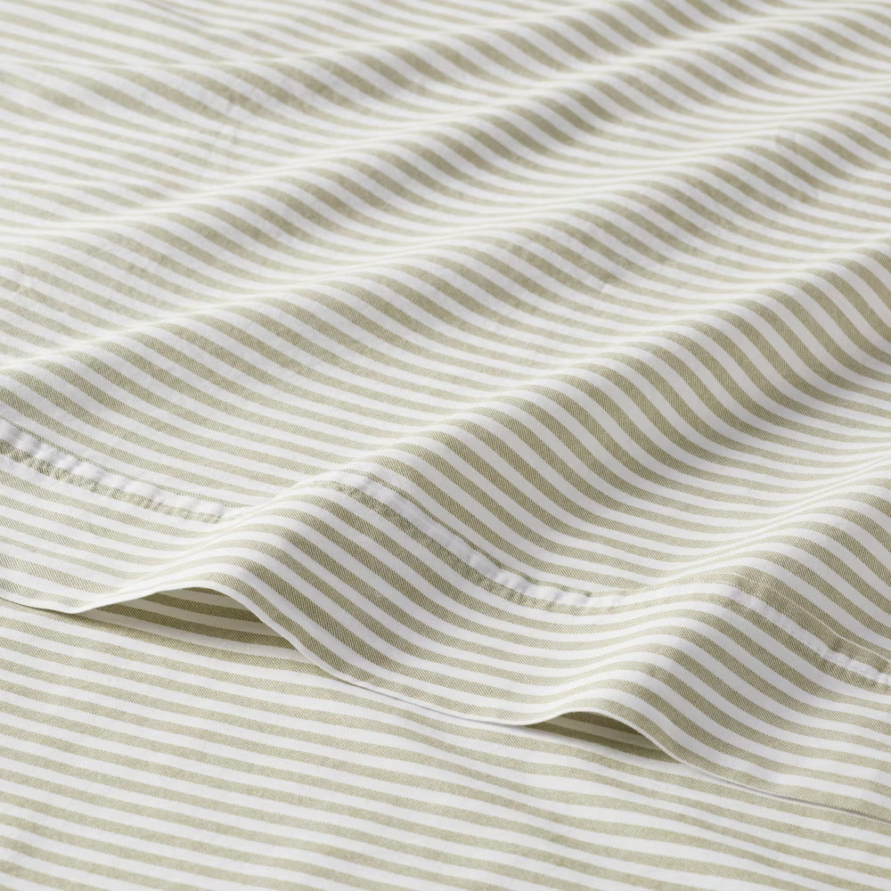 Twin/Twin XL 250 Thread Count Organic Percale Sheet Set Sage Green Stripe gallery